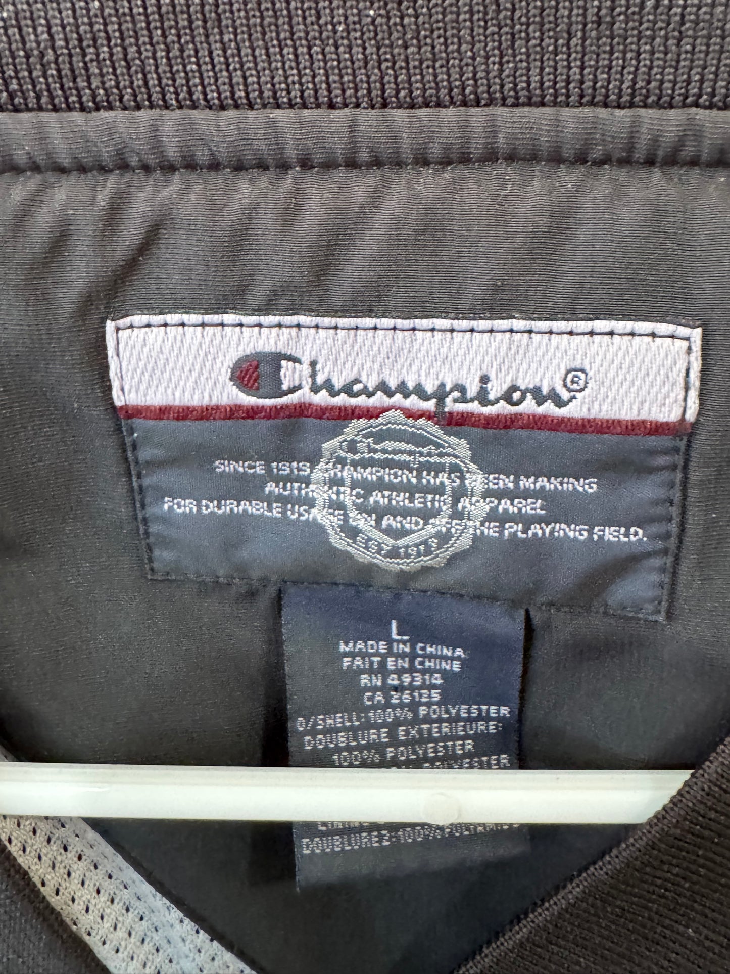 Vintage navy and gold Champion Mary Persons High School "Dogs" V-neck pullover windbreaker size large
