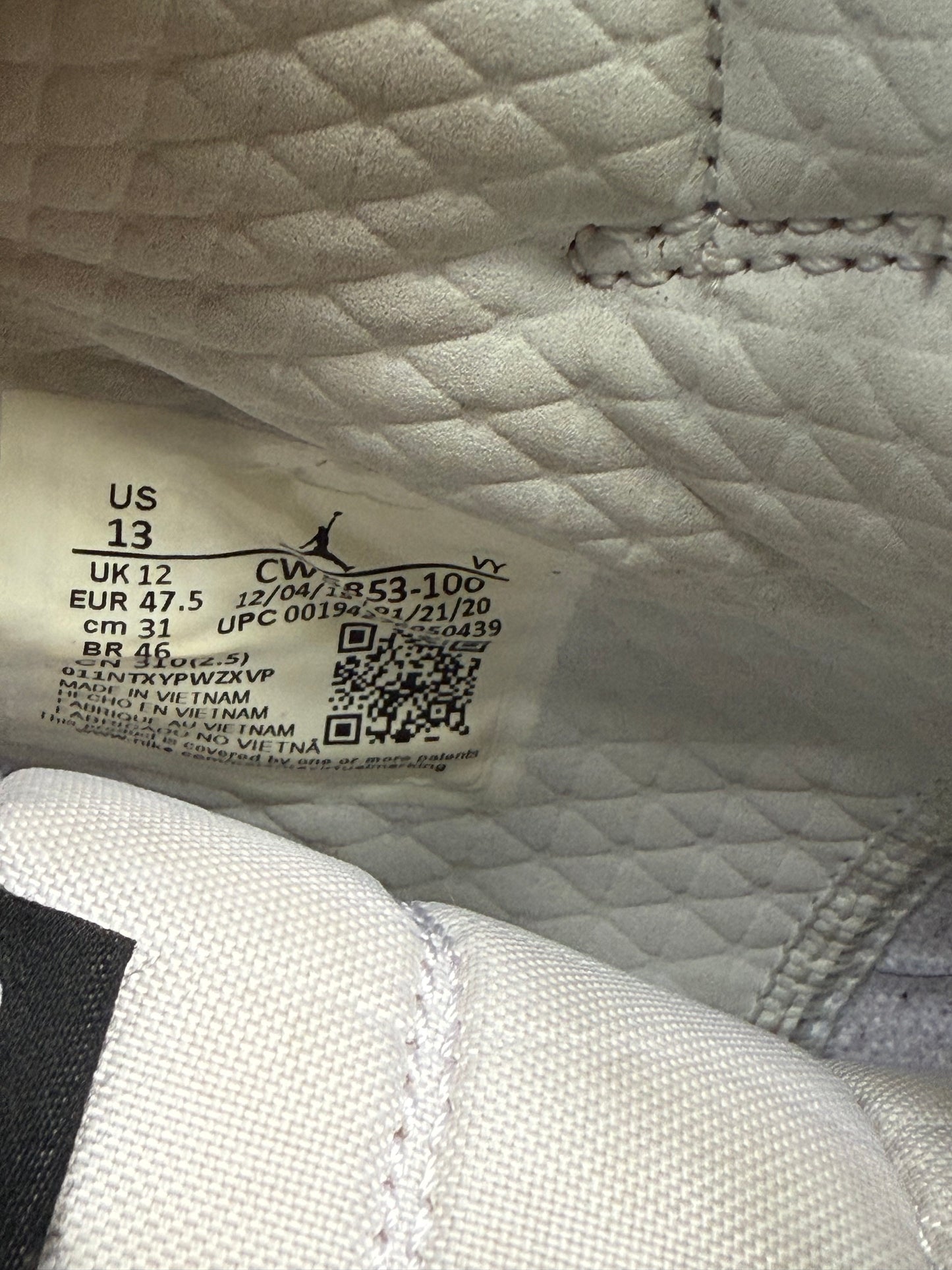 Nike Air Jordan 1 Mid SE "Mindfulness" size 13 from the Pregame Pack, featuring a white leather upper with a green Swoosh
