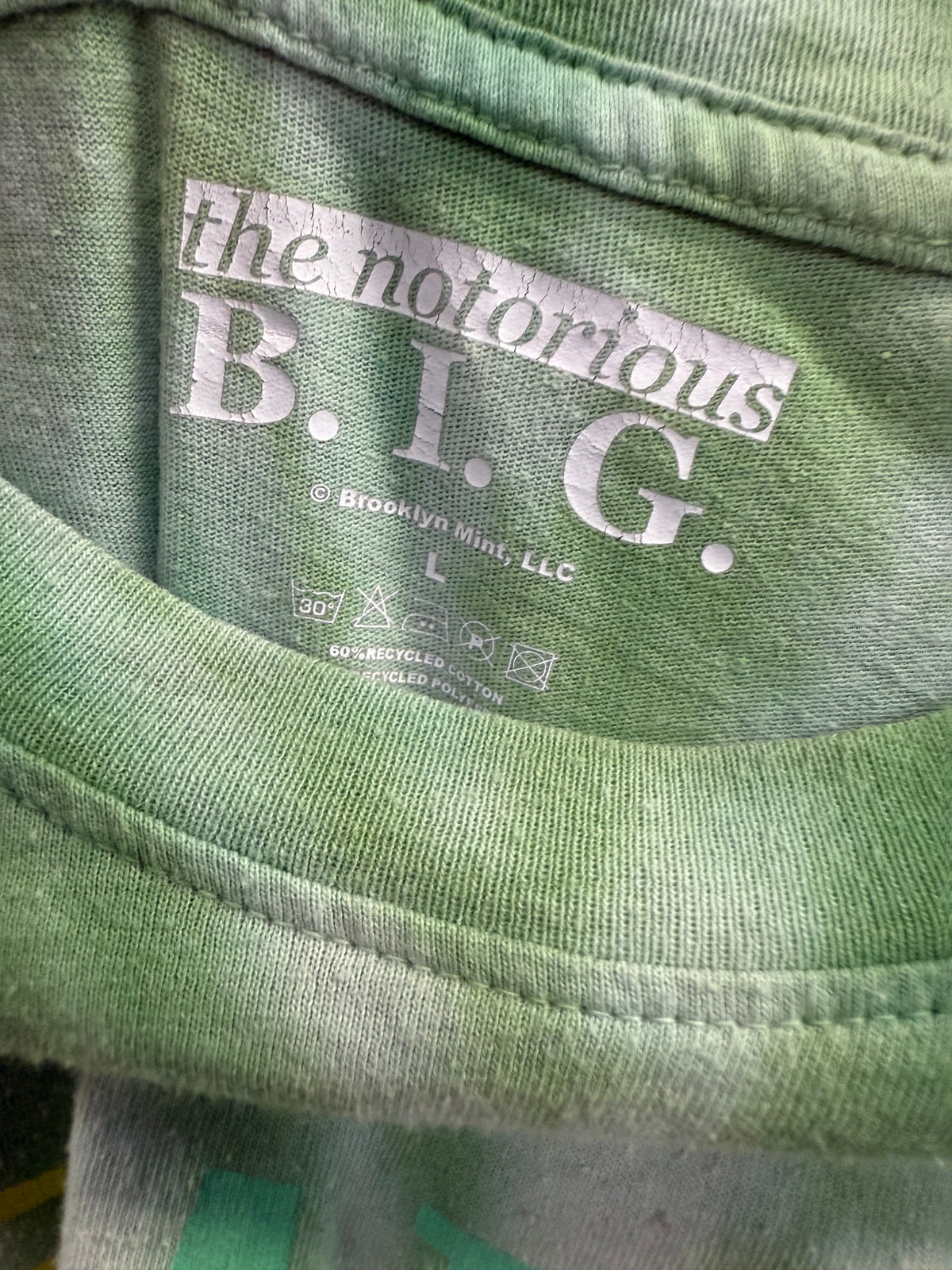 Green tie-dye The Notorious B.I.G. "90's New York City" graphic t-shirt size large