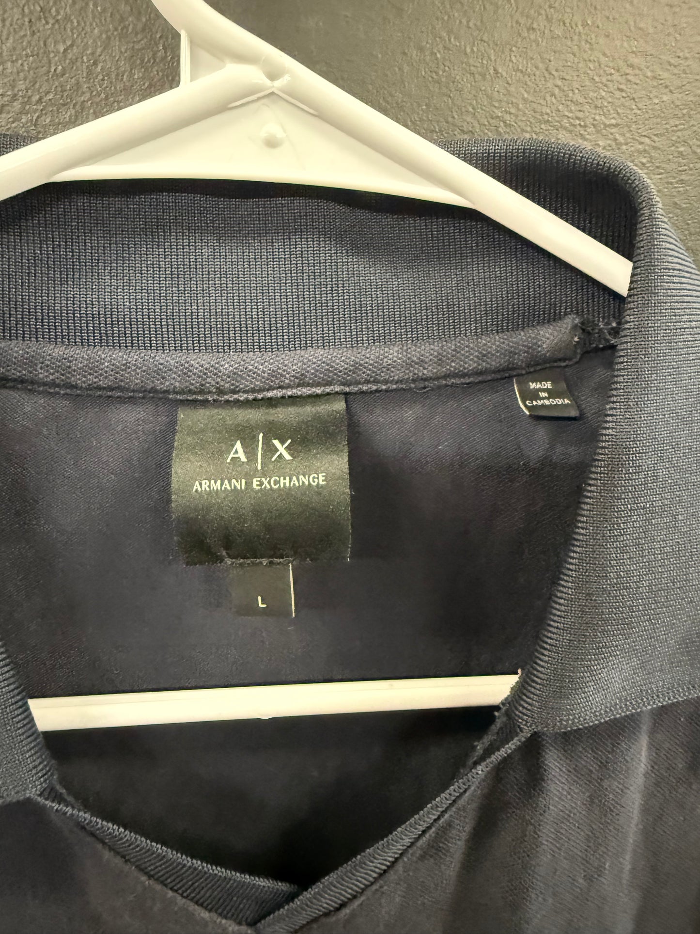 dark navy blue Armani Exchange short-sleeve polo shirt size large