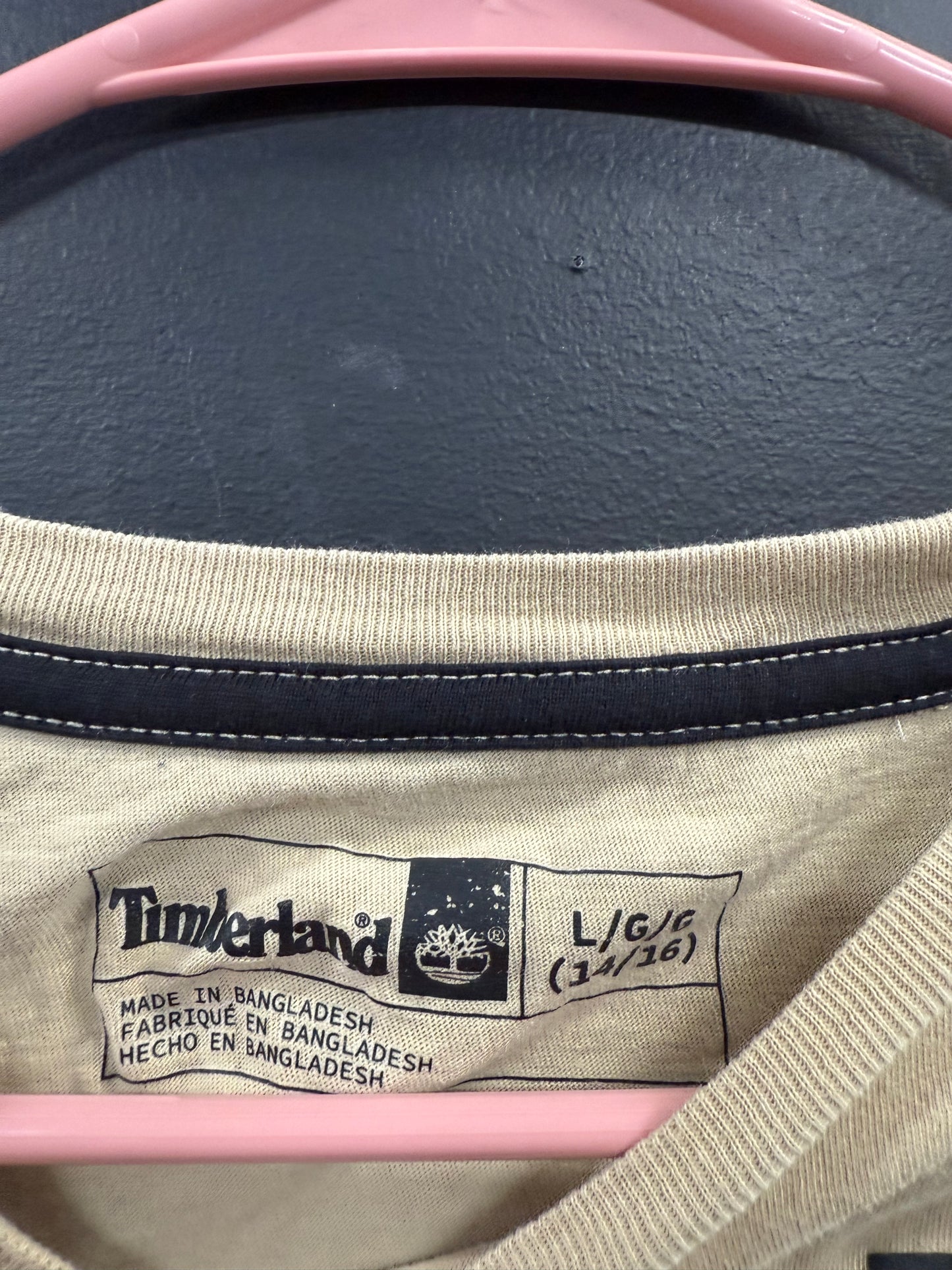 Beige Timberland short-sleeve graphic T-shirt size large