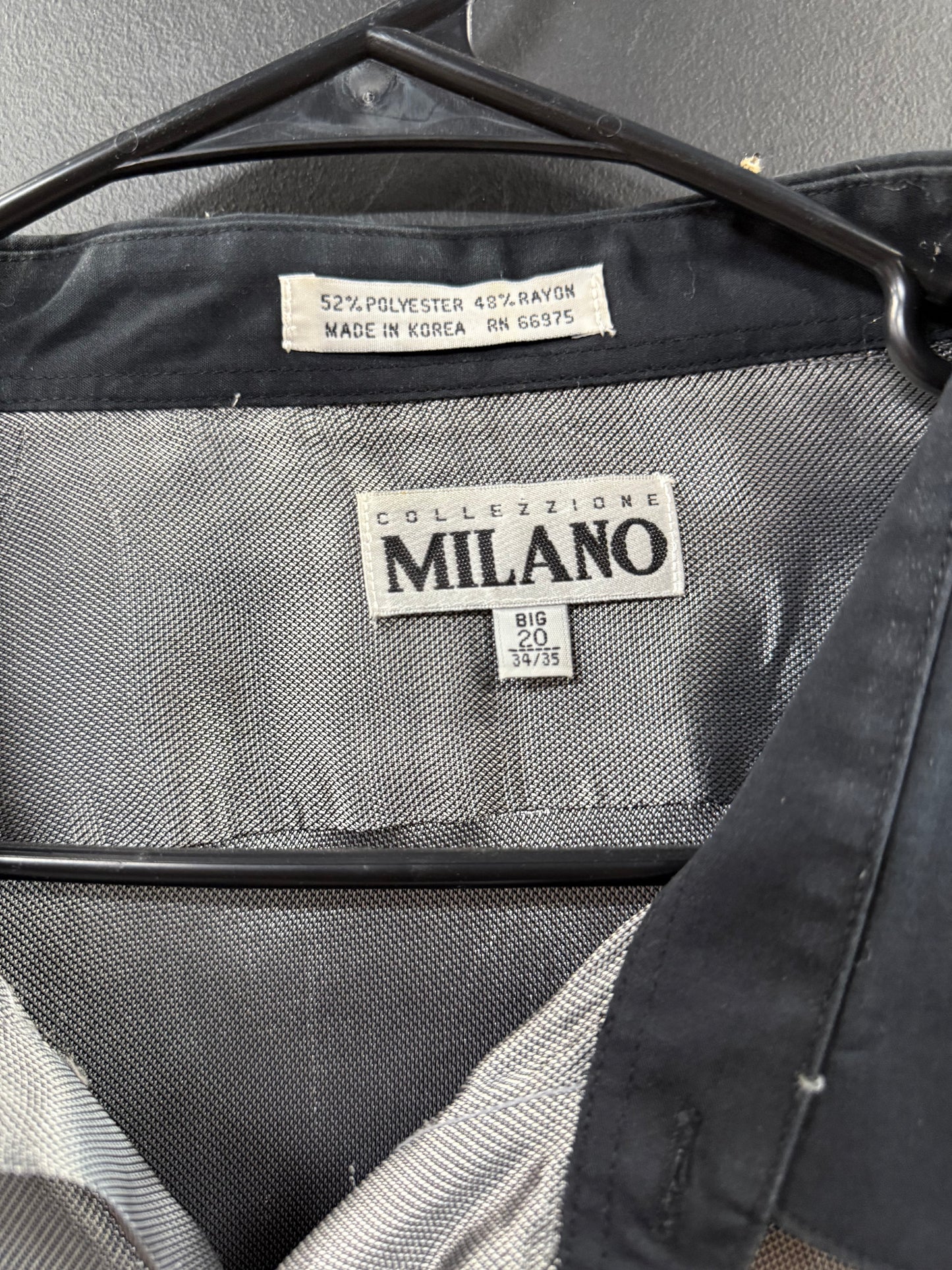 Vintage Milano Gray shiny long-sleeve button-down shirt size 20 34/35 (Collezione Milano).