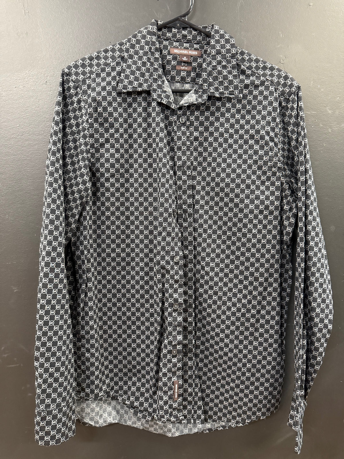 Michael Kors black long-sleeve button-up shirt size medium