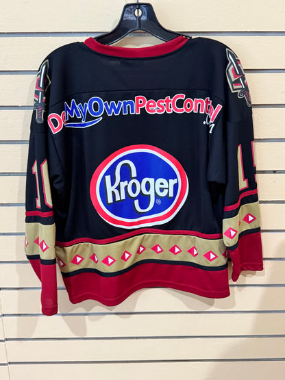 Vintage Gwinnett Gladiators youth XL jersey ECHL era black, red, and gold