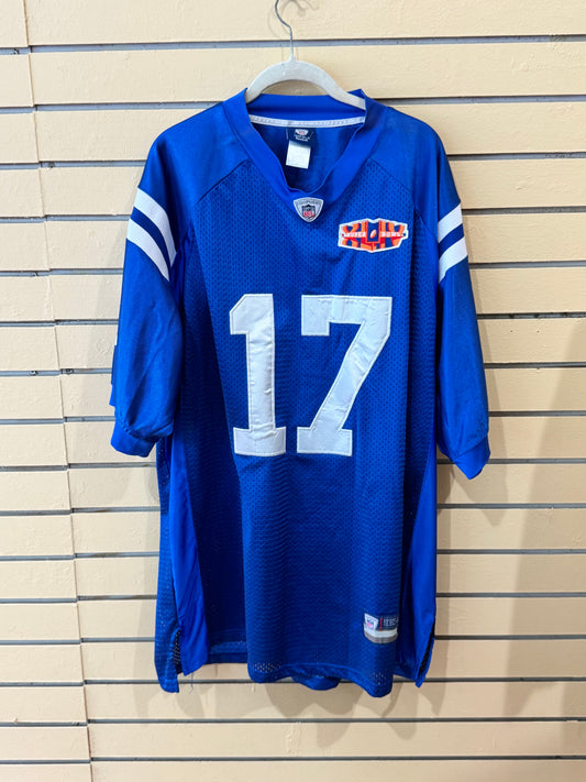 Vintage Austin Collie #17 Indianapolis Colts Reebok jersey size 56 2xl classic blue home design from his rookie era.
