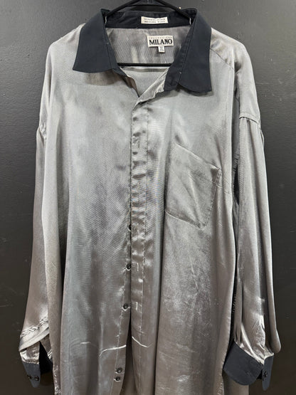 Vintage Milano Gray shiny long-sleeve button-down shirt size 20 34/35 (Collezione Milano).