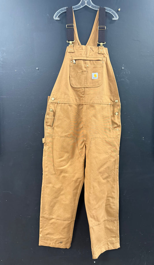 Vintange brown Carhartt duck canvas bib overalls size 38x32