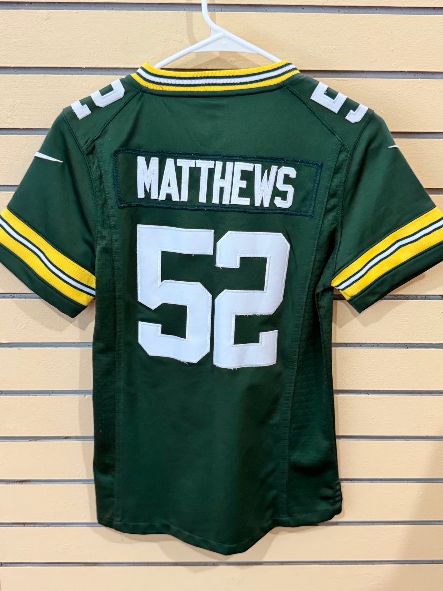 Green Bay Packers Clay Matthews #52 Nike game jersey size large in hunter green with yellow sleeve stripes