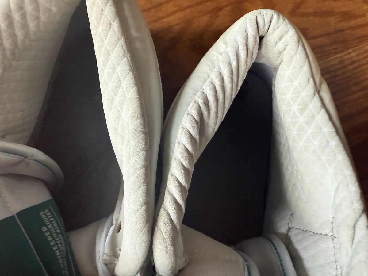 Nike Air Jordan 1 Mid SE "Mindfulness" size 13 from the Pregame Pack, featuring a white leather upper with a green Swoosh