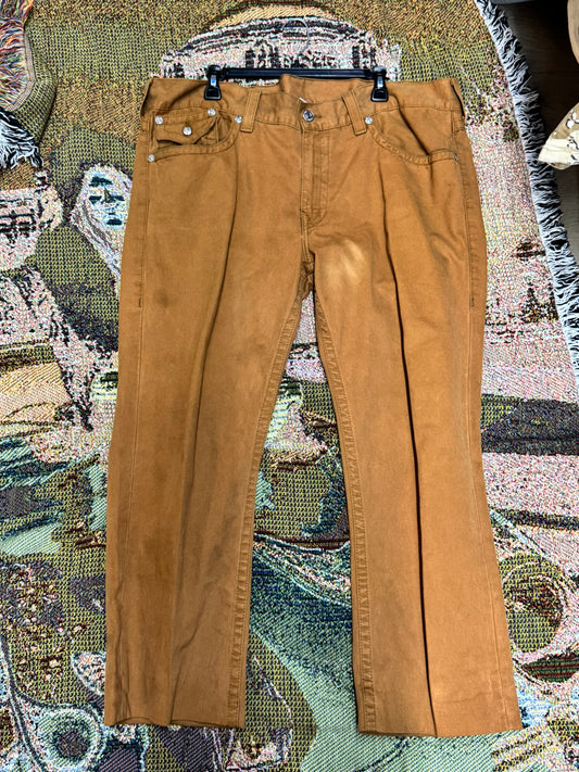 Brown True Religion flap-pocket jeans size 40