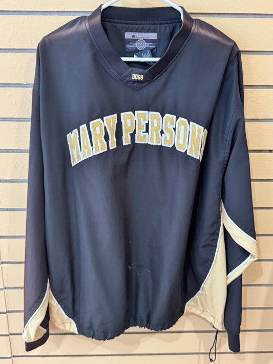 Vintage navy and gold Champion Mary Persons High School "Dogs" V-neck pullover windbreaker size large
