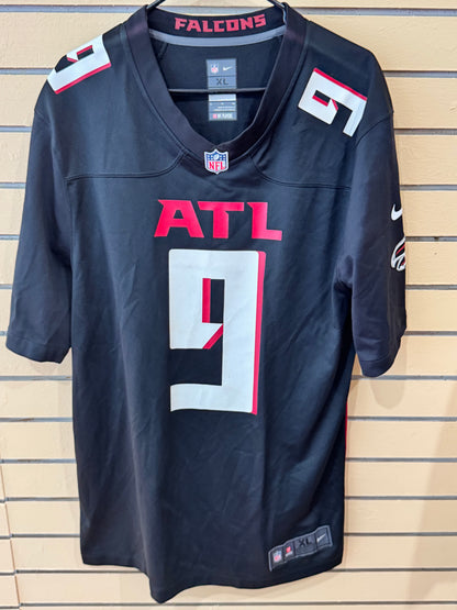 Official Nike Atlanta Falcons Desmond Ridder #9 Game Jersey size XL black screen-printed name and numbering.