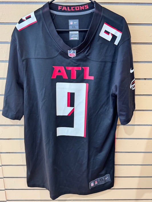 Official Nike Atlanta Falcons Desmond Ridder #9 Game Jersey size XL black screen-printed name and numbering.