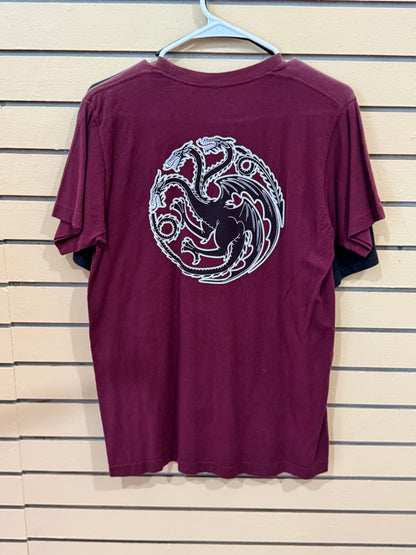 Maroon Game of Thrones Targaryen graphic t-shirt size medium