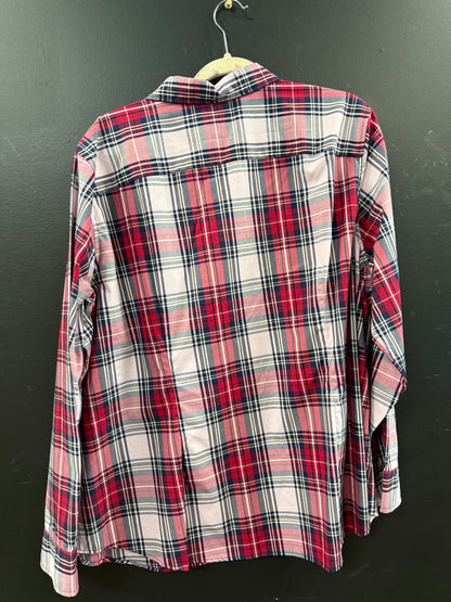 Chaps red, white, and black plaid button-up long-sleeve shirt size 3xl