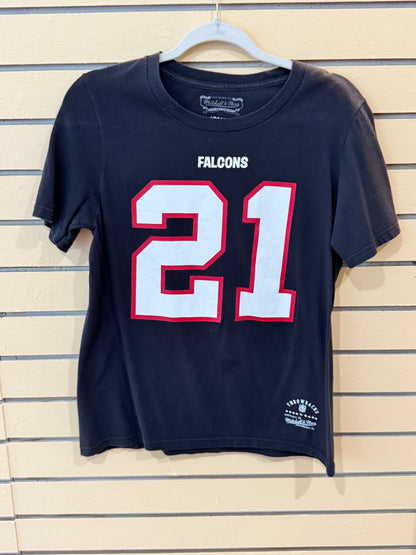 Mitchell & Ness Atlanta Falcons Deion Sanders youth t-shirt size large featuring the number 21