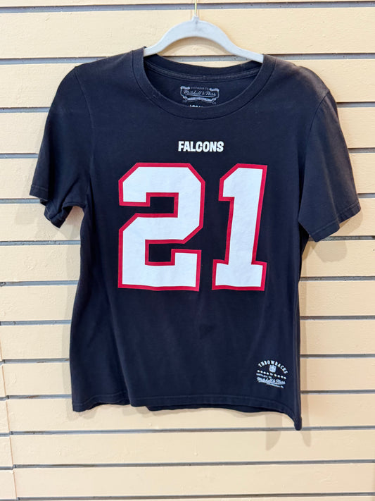 Mitchell & Ness Atlanta Falcons Deion Sanders youth t-shirt size large featuring the number 21