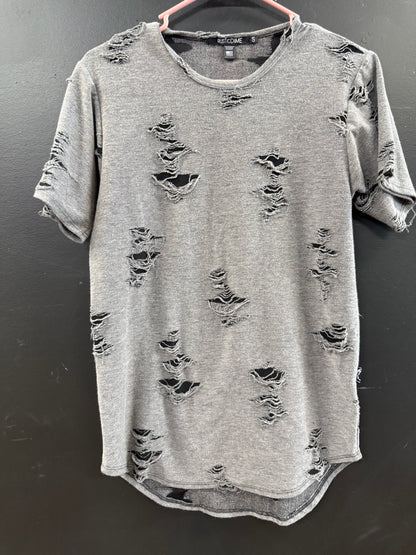 Grey Distressed Rustic Dime short-sleeve crewneck t-shirt size small