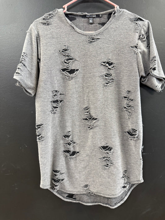 Grey Distressed Rustic Dime short-sleeve crewneck t-shirt size small