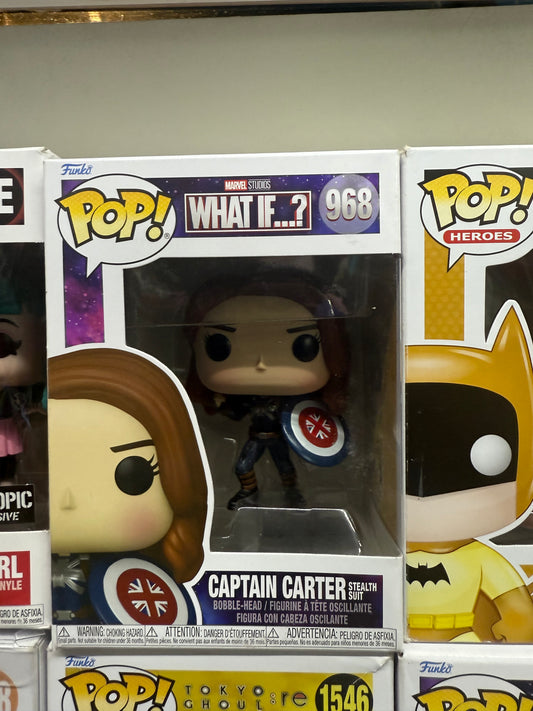 Funko Pop! Marvel What If...? Captain Carter Stealth Suit #968 vinyl bobble-head figure.