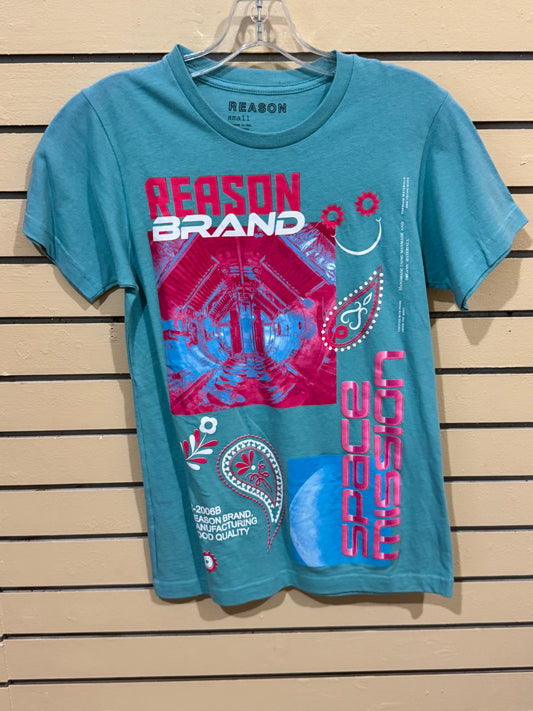 Teal Reason Brand Space Mission graphic t-shirt size small
