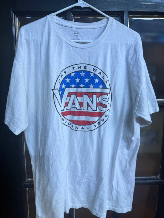 White Vans graphic t-shirt size xl "Off The Wall Original 1966" logo