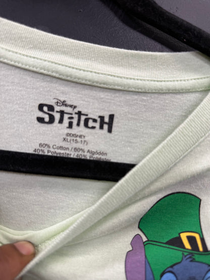 Lime Green Disney Stitch St. Patrick's Day graphic pocket t-shirt size xl