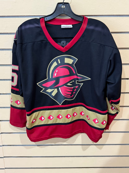 Vintage Gwinnett Gladiators youth XL jersey ECHL era black, red, and gold