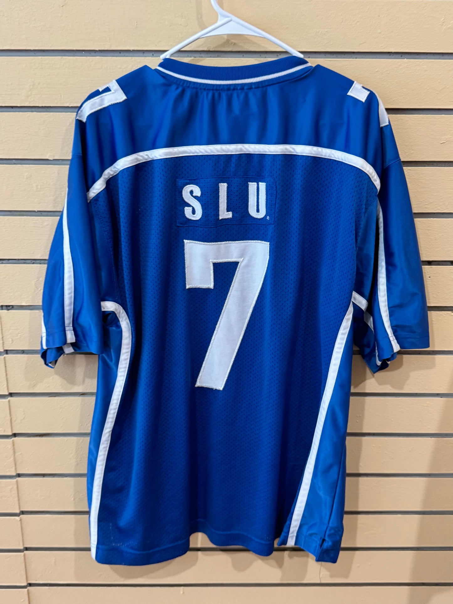 Vintage Steve & Barry’s royal blue Saint Louis Billikens football jersey number 7 SLU size large