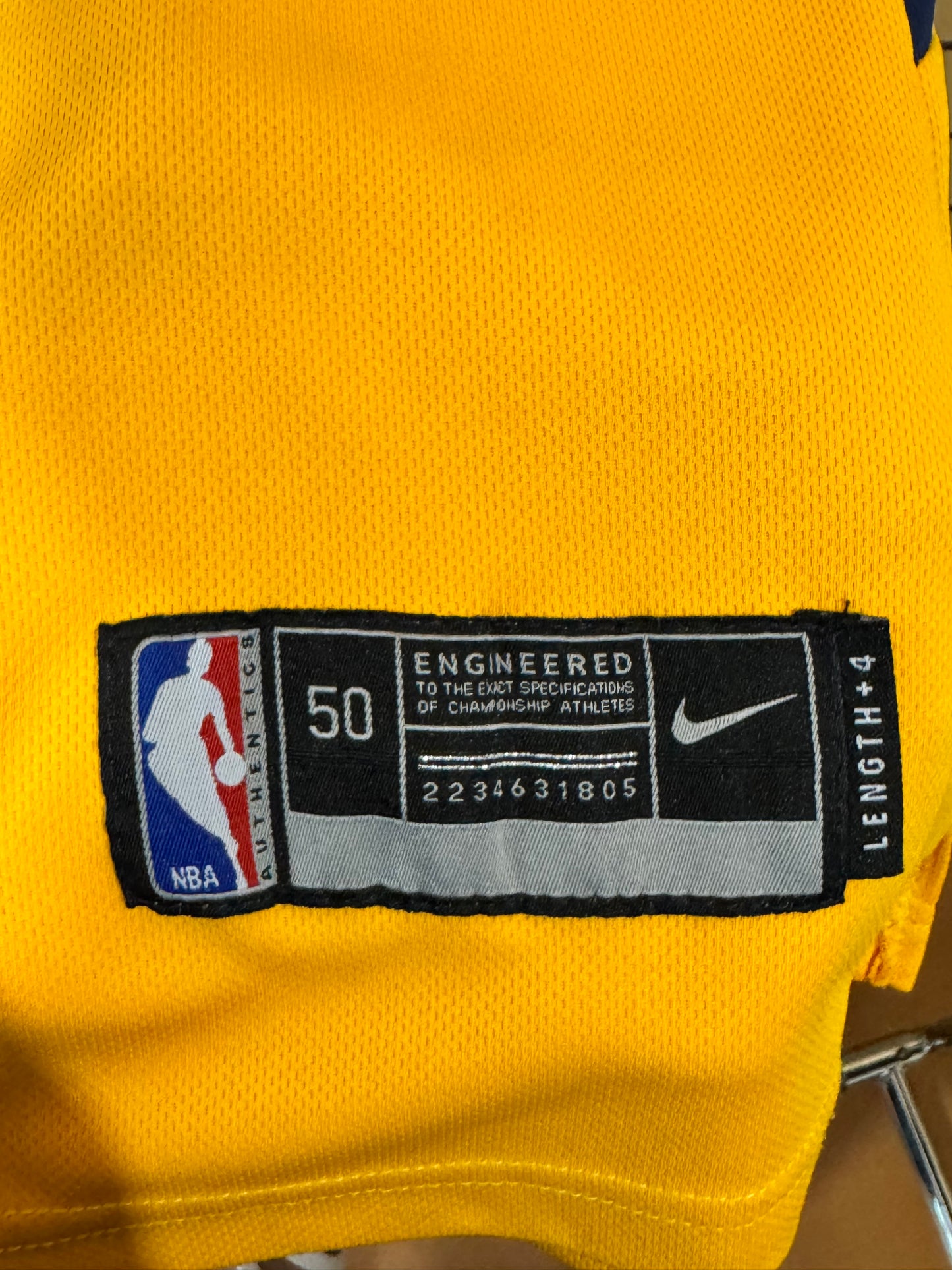 Gold Nike Statement Edition Indiana Pacers #4 Victor Oladipo swingman jersey size 50 XL featuring navy and gold