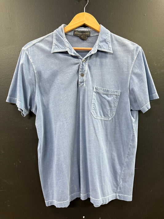 Vintage Banana Republic blue acid-washed short-sleeve polo shirt size medium