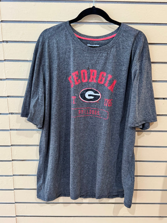 Champion branded gray Heathered Impact Poly t-shirt size 2xl featuring a "Georgia Bulldogs" graphic.