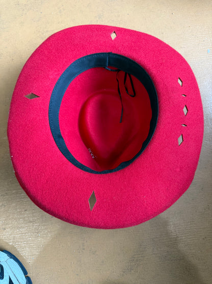 Bright Red Felt Fedora