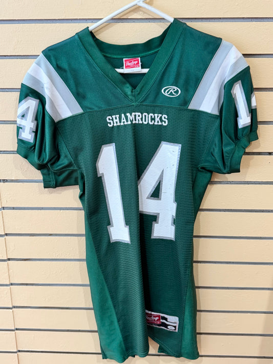 Vintage Green Rawlings Steve & Barry's "Shamrocks" football jersey featuring the number 14 size medium