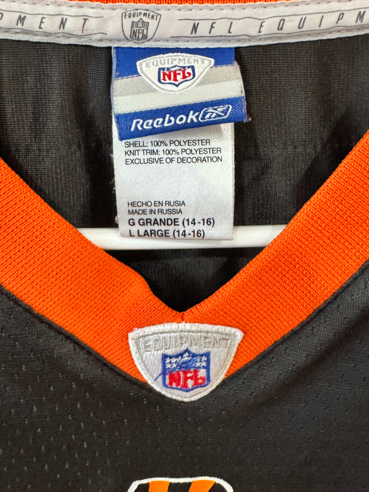 Vintage Reebok NFL Equipment Cincinnati Bengals #85 Chad Johnson (Ochocinco) black jersey size L