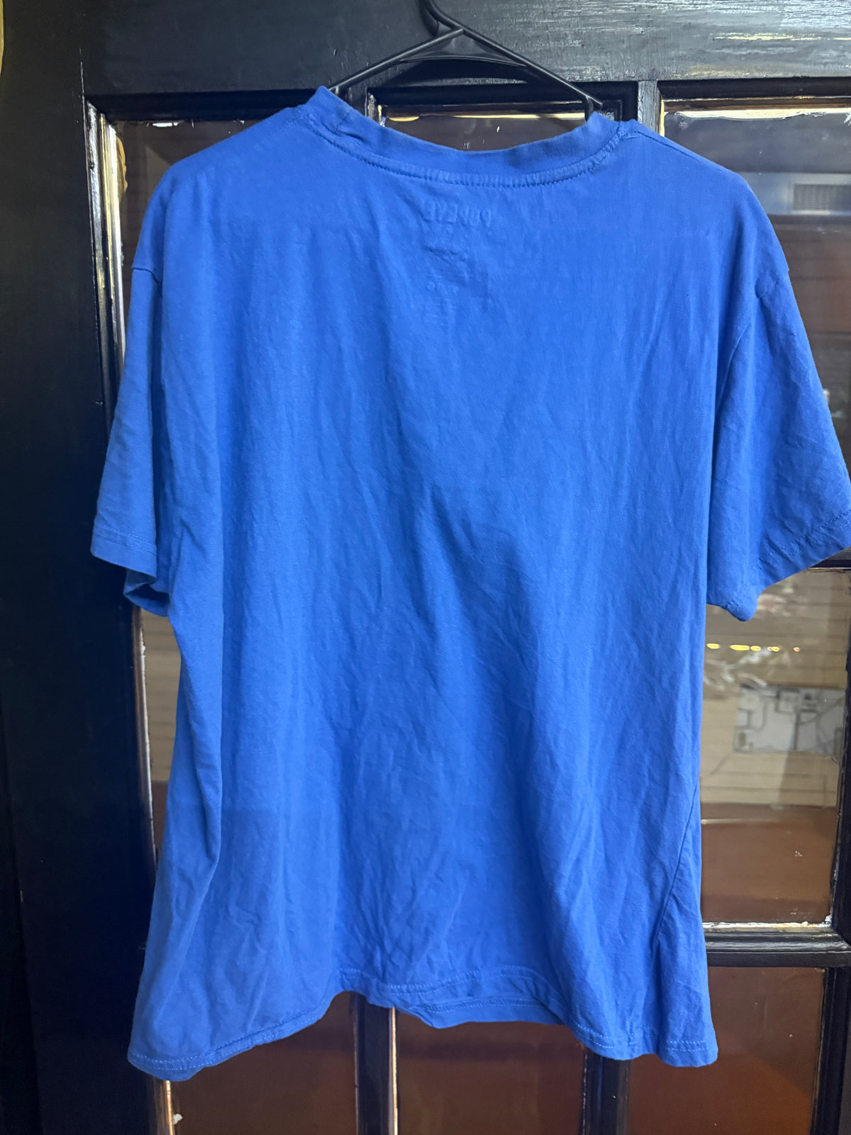 Blue Popeye the Sailor Man graphic t-shirt featuring the "I Yam What I Yam" catchphrase size XL