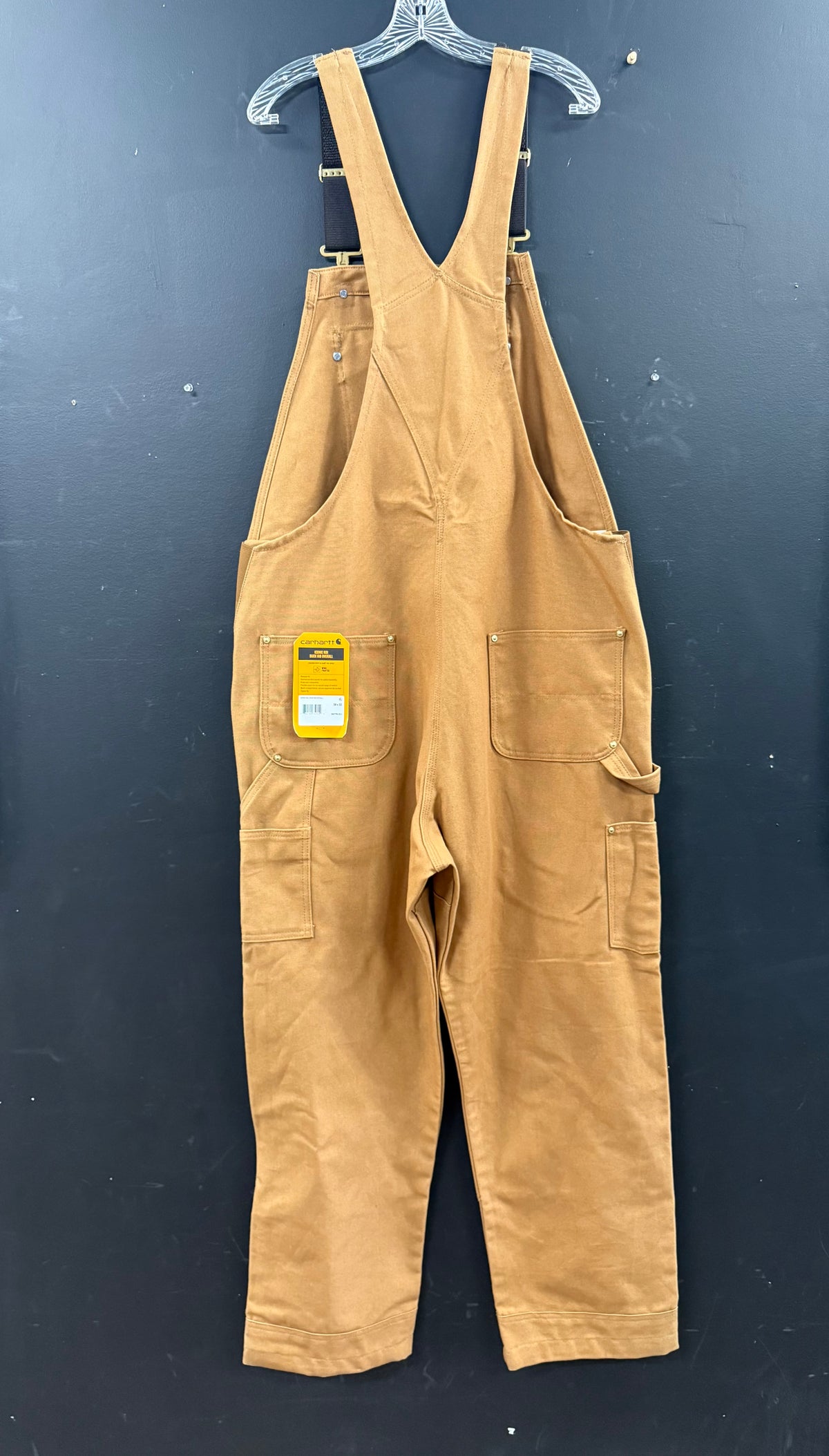 Vintange brown Carhartt duck canvas bib overalls size 38x32