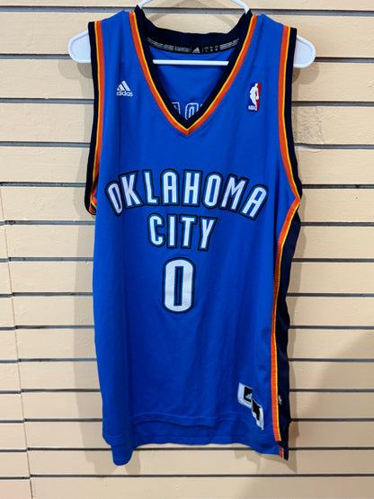 Blue Adidas Russell Westbrook Oklahoma City Thunder youth swingman jersey size large