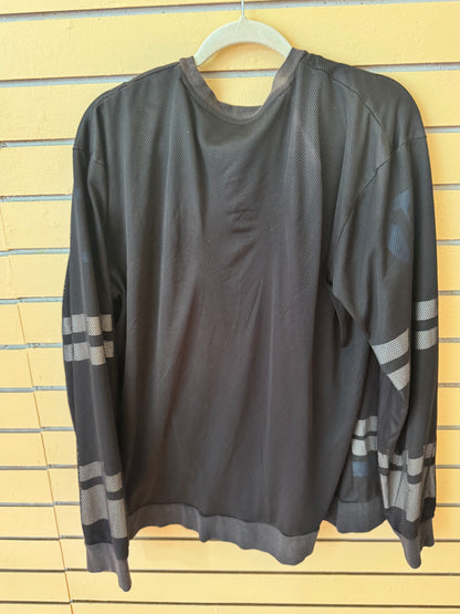 Black mesh long-sleeve top "MOB" graphic t-shirt