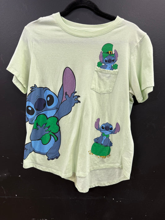 Lime Green Disney Stitch St. Patrick's Day graphic pocket t-shirt size xl