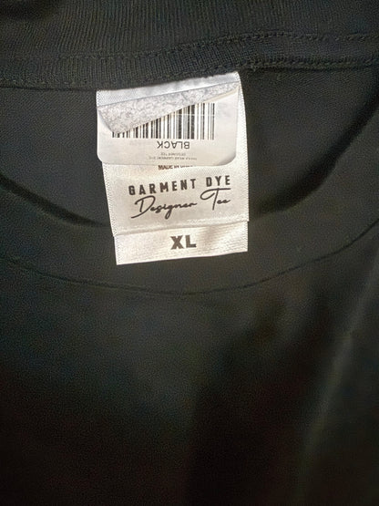 Black Garment Dye Designer Tee Short-sleeve Graphic t-shirt size xl that reads "BLACK HOLLYWOOD"