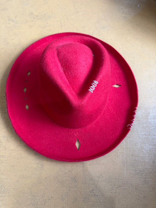 Bright Red Felt Fedora
