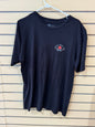 Black graphic tee from Lira Clothing size large rose-in-a-bottle design on the back.