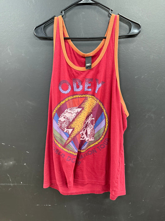 Red OBEY World Domination Tour tank top size Large