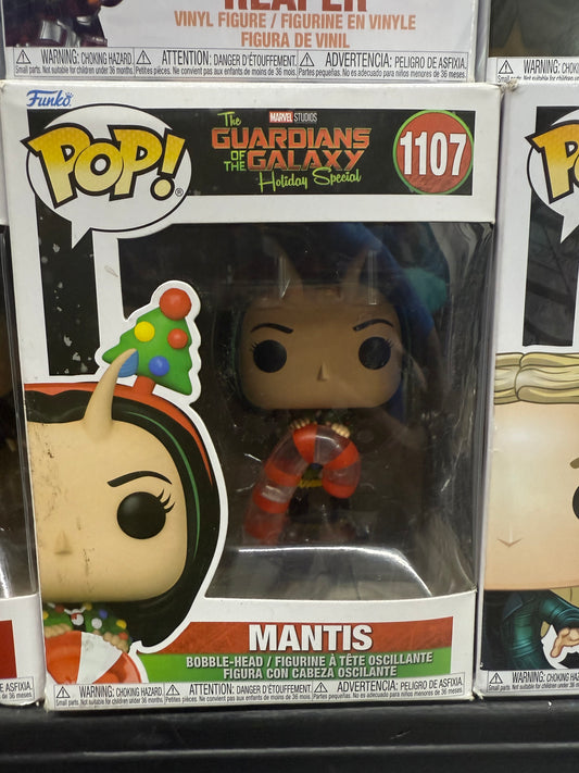 Funko Pop! Marvel Holiday: Guardians of the Galaxy - Mantis figure, specifically #1107 from The Guardians of the Galaxy Holiday Special.