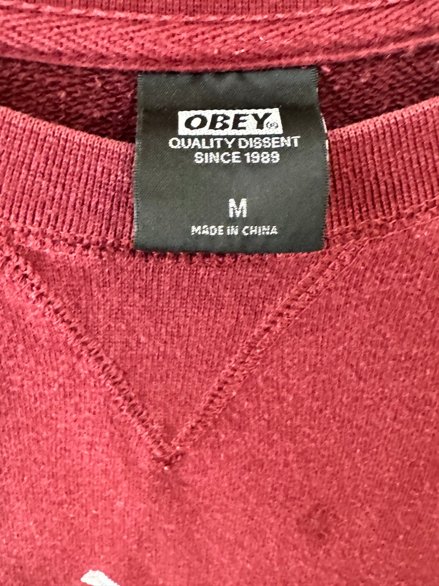 Obey crewneck sweatshirt burgundy size medium
