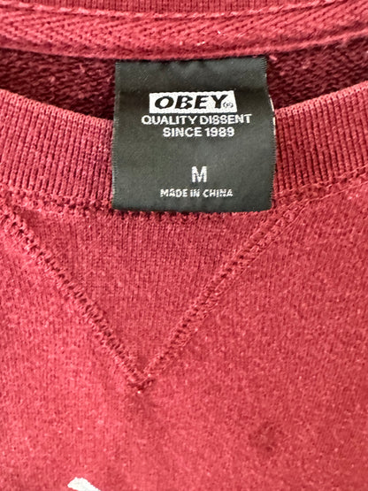Obey crewneck sweatshirt burgundy size medium