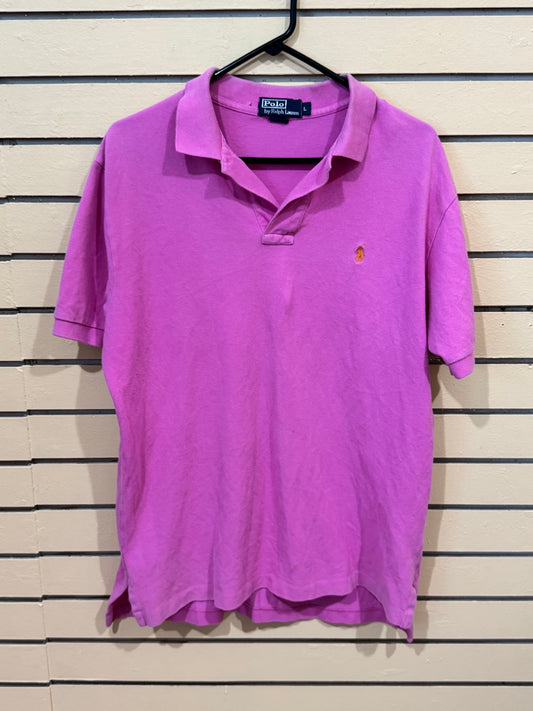 Pink Polo Ralph Lauren size large cotton mesh polo classic collar, short sleeves embroidered pony logo on the chest