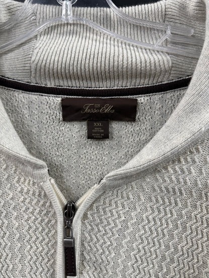 Tasso Elba Light Gray full-zip cardigan size 2XL