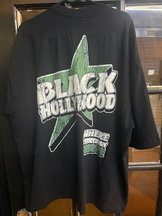 Black Garment Dye Designer Tee Short-sleeve Graphic t-shirt size xl that reads "BLACK HOLLYWOOD"
